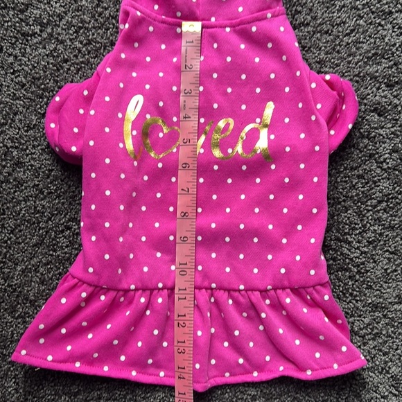 Dog Hot Pink and Gold Loved Dress with Hood Medium - Picture 4 of 8